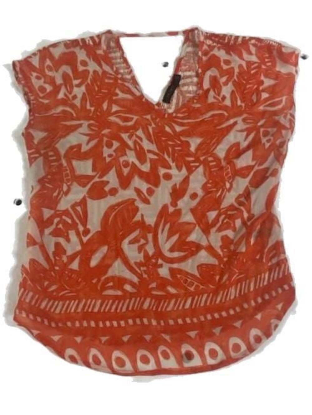 The Limited Women's Orange Floral Print Sleeveless Blouse Size L